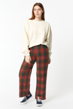 VTG 70s Red Green White Plaid Polyester Flare Pants Women XL 36x30 Grand... - $48.46