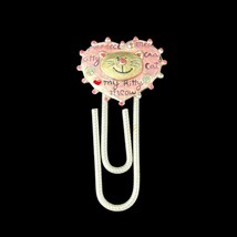 Vintage AJMC Pink Heart Kitty Crazy Cat Lady Paperclip Rhinestones Planner Bling - £6.67 GBP