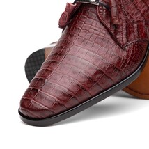 Lacio Genuine Caiman Crocodile Dress Derby's Shoes Wine image 4
