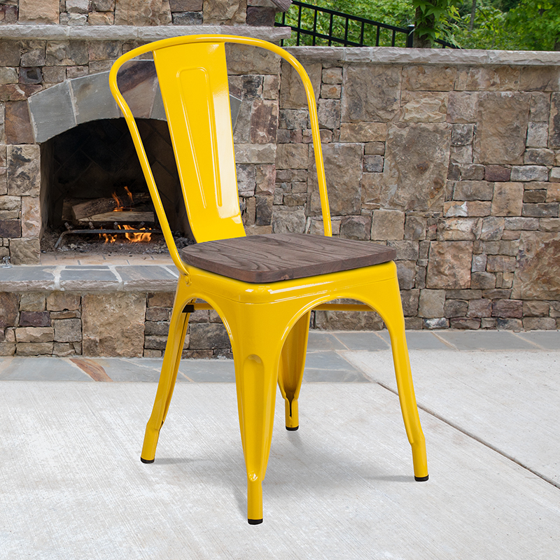 Primary image for Yellow Metal Stack Chair CH-31230-YL-WD-GG