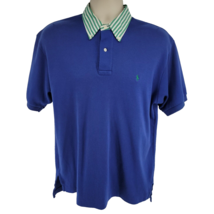 Ralph Lauren Polo Golf Men&#39;s Shirt Medium Blue Pony Logo Contrast Trim - £18.95 GBP