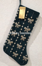 CHRISTIAN LACROIX Green Velvet Beaded Coquette Bow Christmas Stocking 22... - $737.21 MXN