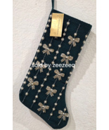 CHRISTIAN LACROIX Green Velvet Beaded Coquette Bow Christmas Stocking 22... - $39.59