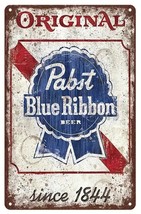 Original Pabst Blue Ribbon Beer Since 1844 Vintage Novelty 8&quot; x 12&quot; Metal Sign - £6.50 GBP