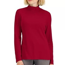 Karen Scott Womens Petite PP New Red Mock Neck Long Sleeve Sweater NWT CK62 - $19.59