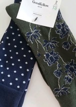 Two (2) pair ~ Goodfellow &amp; Co™ Novelty Crew Sock ~ Green/Navy ~ Men&#39;s S... - £11.93 GBP