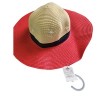 Nwt Cat &amp; Jack Paper Braid Hand Embroidery Floppy Hat Beige/Red 2T-4t - £6.96 GBP