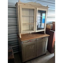 antique china hutch cabinet primitive Americana Early 1800&#39;s glass large storage - £512.87 GBP