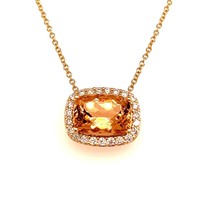 Diamond Morganite Pendant Necklace 14k Gold 7.35 TCW Certified $5,950 213256 - £3,135.57 GBP