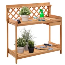 Outdoor Home Garden Wooden Potting Bench with Storage Drawer - £185.33 GBP