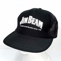 Vintage Jim Beam Whiskey Black Snapback Trucker Cap Hat - £11.25 GBP