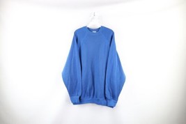 Vintage 90s Streetwear Mens 3XL Faded Blank Crewneck Sweatshirt Royal Blue USA - £34.99 GBP