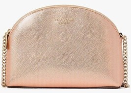 R Kate Spade Spencer Metallic Rose Gold Leather Double Zip Dome Crossbody K5386 - £78.57 GBP