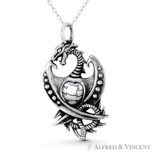 Fantasy Dragon Robot Mecha Steampunk Gothic Charm Pendant in 925 Sterling Silver - £21.01 GBP+