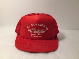 Red L &amp; L Collisions Vintage Trucker Hat Baseball Cap Snapback - £5.39 GBP