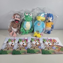 New Plush Animals and Books Bird Bear Frog Monkey Unused 4 Books 4 Plush - £23.94 GBP