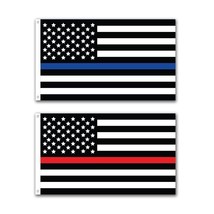 2 Pack Police Thin Blue Line and Thin Red Line Flag 3x5 Foot with Grommets - £19.07 GBP