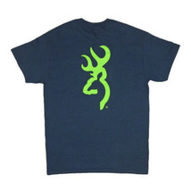 Mens NWT Browning Short Sleeve Blue Dusk T-Shirt Lime Green Buckmark Tee S Sm... - £8.78 GBP