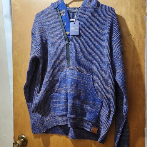 Primary image for ALRRGPB Woollen Men's Hooded Pullover Sweatshirt Blue/Brown Size Medium NWTs