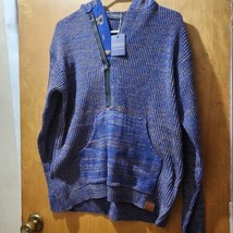 ALRRGPB Woollen Men&#39;s Hooded Pullover Sweatshirt Blue/Brown Size Medium ... - $16.63