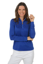 NWT Ladies STELLA PARKER Royal Blue Ruched Long Sleeve Mock Golf Shirt  M L XL image 2