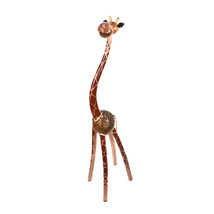 Standing Tall Wooden 40in Giraffe and Coconut Shell Figurine Sculpture - £29.01 GBP