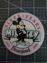 Vintage Mickey Mouse Disneyland 60th anniversary badge 1928-1988 Sixty C... - $9.90