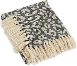 Black With White Spots 50X60 Woven Leopard Throw By Dii. - £30.00 GBP