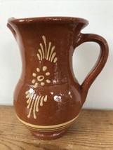 Terre De Soufflenheim Vino Brown Painted Pottery Floral Wine Jug Pitcher... - £39.30 GBP