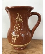 Terre De Soufflenheim Vino Brown Painted Pottery Floral Wine Jug Pitcher... - £37.36 GBP