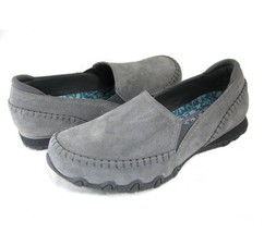 Skechers Gray Suede Loafers 9 Relaxed Fit Memory Foam Shoes Biker Alumni 49415W  - £20.33 GBP