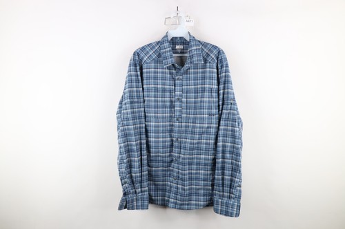 REI Mens Medium Spell Out Mesh Vented Long Sleeve Hiking Collared Button... - $24.70