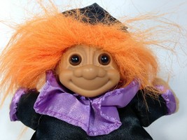 Vintage Russ Troll Witch Orange Hair Plush Halloween Sitting Doll 7&quot;  - $19.95