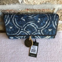 MYRA BAG LEATHER &amp; CANVAS BLUE INDIGO LEAF WALLET, RFID BLOCKING, S-3006... - £27.69 GBP