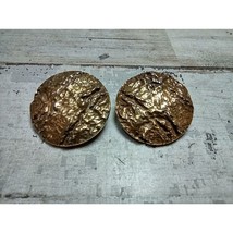 Vintage Signed Zentall Gold Tone Textured Costume Round Clip On Earrings - £6.69 GBP