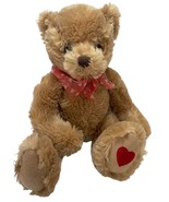 Applause Stuffed Animal Tan Teddy Bear Plush with Hearts Bow Tie 9 Valen... - $11.50