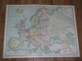 1922 Antique Map Of Europe Germany Poland Russia Ukraine France Italy Turkey - £24.99 GBP