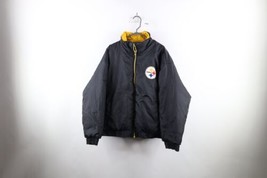 Vtg 90s Mens XL Distressed Reversible Pittsburgh Steelers Football Puffer Jacket - £59.16 GBP