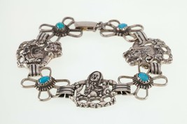 Vintage Shube&#39;s Storyteller turquoise Sterling Silver Bracelet 7.50&quot; - $261.80 CAD