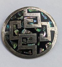Vintage Mexico Abalone Inlay Pendant Brooch Pin Alpaca - £19.65 GBP