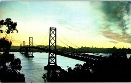 Bridges Postcard Oakland Bay Bridge San Francisco California at Dusk - £4.63 GBP