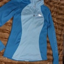 NIKE Women&#39;s Racer Dri-FIT Half-Zip Running Top &quot;JUST DO IT&quot; Blue Sz M - $26.99