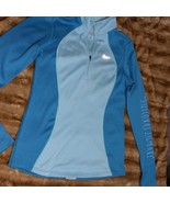 NIKE Women&#39;s Racer Dri-FIT Half-Zip Running Top &quot;JUST DO IT&quot; Blue Sz M - $36.91 CAD
