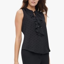 Tommy Hilfiger Womens XS Black Ruffle Tie Up Neck Sleeveless Blouse NWT CH37 - £23.43 GBP