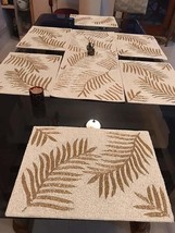 13 Pieces Palm Leaves Beads Dining Set With 1 Table Runner 6 Mats And 6 Coasters - £164.06 GBP
