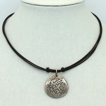 Retired Silpada Carved Lip Shell Pendant on Brown Leather Cord Necklace N1446  - $24.95