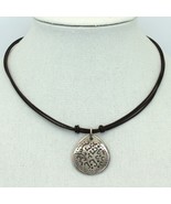 Retired Silpada Carved Lip Shell Pendant on Brown Leather Cord Necklace ... - £19.55 GBP