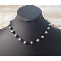 Vintage Necklace - Silvery Blue Faux Pearl &amp; Beaded Necklace - £11.26 GBP