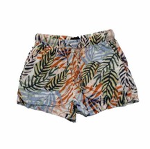 Tahari 100% Linen Shorts White Colorful Leaves Womens Small Pockets Draw... - $17.42