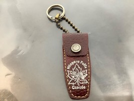 Vintage Leather Keyring Niagara Falls On Keychain Maple Leaf Ancien Porte-Clés - $8.49